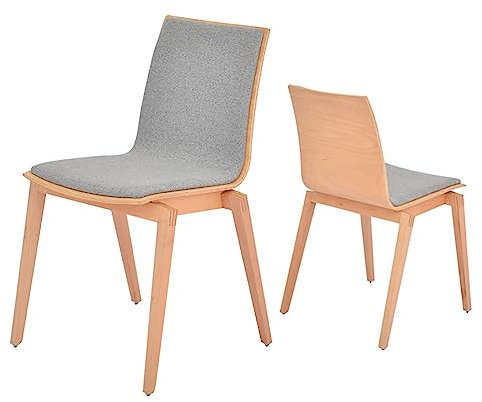 Satz von 2 hellen Eiche Esszimmerstühlen, Mid Century home Esszimmerstuhl, mit Rückenlehne Ergonomische Küche Freizeitstühle, Massivholz Beine für Counter Lounge Wohnzimmer Ecke