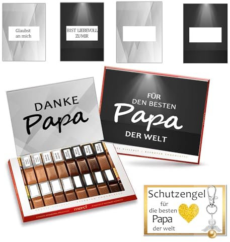 Geschenk Papa Aufkleber Set passend für Merci Schokolade 250g für Geburtstag Weihnachten Geschenk Vatertagsgeschenk für Papa + Grußkarte I ohne Schokolade