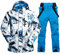 HOTIAN Herren Ski Jacke und Hosen Set Herren Schneeanzug Winter Warme Schnee Skibekleidung Sätze Wasserdicht Winddicht Snowboard Set Blue+blue XL