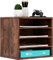 Senhoglb 4 Fächer Aktenablage A4 Stapelbar, Schreibtisch Organizer Holz, Dokumentenablage für Büro, Büroablagen Stapelbar, Schreibtisch Ablagefächer mit Schublade, Retro Braun