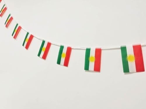 Pandiui23 Kurdistan-Flagge 40 Stück Kurdistan-Flagge Kurdistan Girlande 11,4M Kurdistan Flaggen Nationalflagge Europäische Flaggen 14x21cm für Bardekorationen