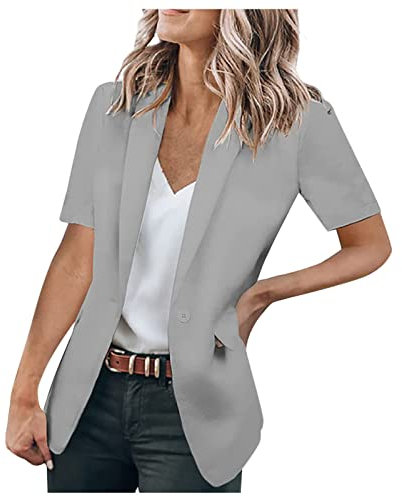 tsaChick Damen Jacken Sale GüNstig Blazer Sexy Mode V Ausschnitt Solide Kurzarm Taschen Cardigan Lässige Oberbekleidung &J2378