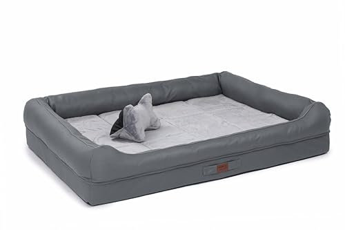 RAIKOU Hundebett mit abnehmbarem Kissen, gepolstert und waschbar – Schlafplatz, Hundekissen, Hundesofa, Hundematte - Hochwertiges Tierbett für Ihren treuen Begleiter. (Dunkel Grau,100 * 80 * 9cm)
