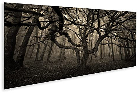 islandburner Tableau sur Toile Arbre d'halloween Branches Écartées Forêt Brume Images murales Poster