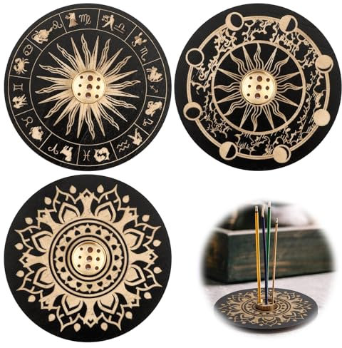 DMNQ 3 Pezzi Porta Incenso,Porta Incenso per Bastoncini,Porta Bastoncini di Incenso,Adatto per Yoga,Meditazione,Decorazioni per la Casa,Ufficio (Nero)