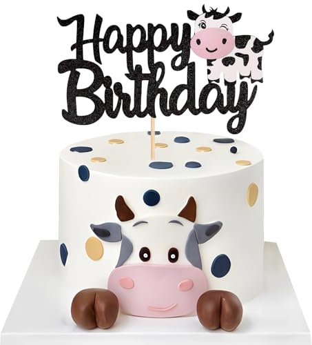 Kuh Cupcake Topper, Cake Topper Kuh, Cake Topper Bauernhof Geburtstag, Kuchen Topper Bauernhof, Geeignet für die Dekoration von Geburtstagskuchen für Jungen und Mädchen