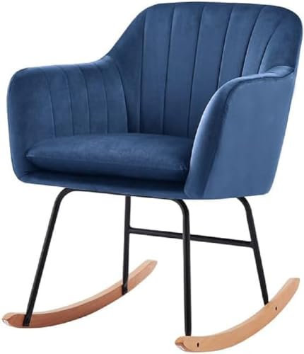 BAÏTA Sessel ELSA Rocking Chair aus Velours, Blau