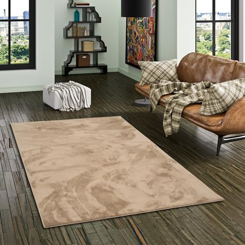 Snapstyle Luxus Super Soft Hochflor Langflor Teppich Deluxe Taupe - Flauschig Weich für Wohnzimmer Schlafzimmer Kinderzimmer