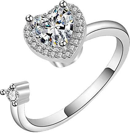 Ringe Liebesring, weibliche Hipster-Persönlichkeit, Rotation, Dekompressionsring, Trend mit verstellbarem Schmuck, drehbare, verstellbare Ringe, Angst-Stress-Ringe Aquarium Keramik Ringe (Silver, A)