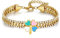 Joo&Rind Kleeblatt Armband Damen Charm Armband Gold, 18k Vergoldet Edelstahl Armband Damen Gold mit Edelstein Tennisarmband, Kleines Geschenke für Frauen (Tennis Cuban Clover)