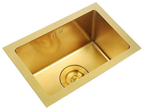 CuNtoHHH Spüle Golden Island Bar Mini Einzelspüle Waschbecken Unterbauwaschbecken Küche Eingebautes kleines quadratisches Küchenwaschbecken/Gold/60 * 40 cm