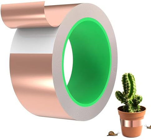 Copper Tape Slug Repellent – 50mm x 12m Copper Tape for Slugs, Heavy-Duty Conductive Adhesive Copper Foil Tape for EMI Shielding, Electrical Repairs, DIY Crafts, Outdoor & Indoor Slug Barrier