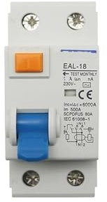 TJXADNEV Disjoncteur électromagnétique à Courant résiduel, 2P 100/300mA, Type AC, disjoncteur différentiel, Interrupteur de sécurité(300mA,2P 63A)