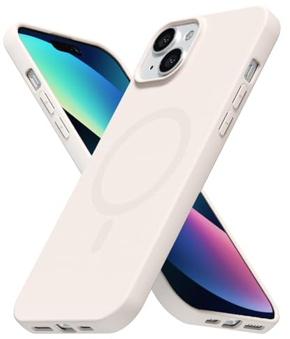 LoeoeL for iPhone 13 Mini/ 12 Mini Case Silicone Mag Safe, Compatible with Magsafe Ultra Slim Thin Magnetic Phone Case for Women Girls, Soft Rubber Gel Matte Solid Color Minimalist Cover, Beige Cream