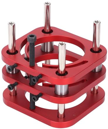 Oberfräsen-Tischbasis, Einfach Verstellbare Oberfräsen-Hebebasis aus Aluminiumlegierung mit Edelstahlstange, 4-Backen-Klemmung für 64-66-mm-Motoren, Manuelles Heben, Rot,