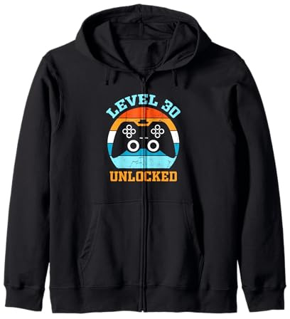 Manette de jeu vidéo Debloqué Level 30 Birthday Boy Sweat à Capuche