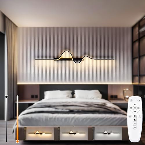 niuniaj LED Wandleuchte Innen 13W 1600LM Wandleuchte Innen Dimmbare,80CM Wandlampe innen mit Fernbedienung,Wandlicht schwarz für Schlafzimmer Korridor Wohnzimmer Treppe Kinderzimmer Büro Küche