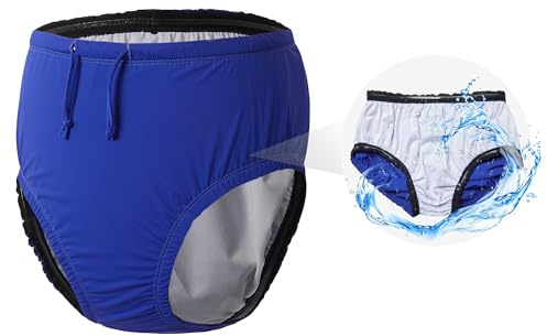 Codida Reusable Swim Diapers for Adults Leakproof Incontinence Swimwear, Blue, M