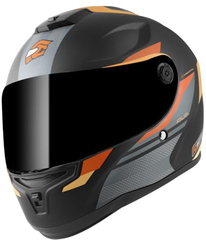 FC-Moto FF114B Zeron Helm, schwarz matt/orange, L