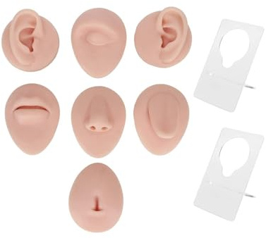 Sustvita Akupunkturschmuck Display -Werkzeug, Silikon -Piercing -Praxismodell mit weichem Silikonkörper -Teilen -Display, wiederverwendbare Körperteile für das Unterrichten und (2)