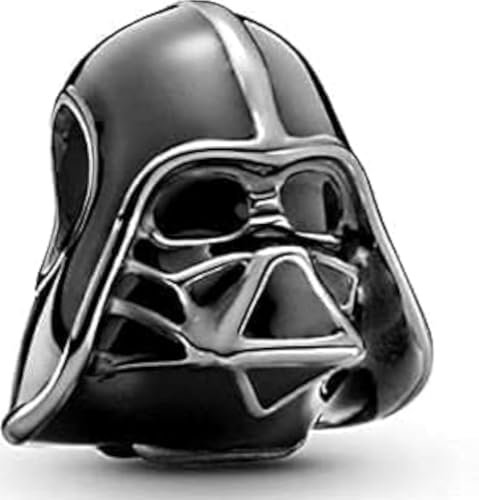 Generico Darth Vader Anhänger aus schwarzem Metall mit silbernen Details, Accessoire für Halskette, Universale, Sterling-Silber, Kein Edelstein