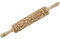 MoodForWood Teigroller aus Holz, Gravierte Holzrolle mit Griffen, Roller mit Muster für Teig, Kuchen, Backwaren & Fondant, Nudelholz für Müheloses Ausrollen, Ø 6 cm x 43 cm, Lustige Katzen