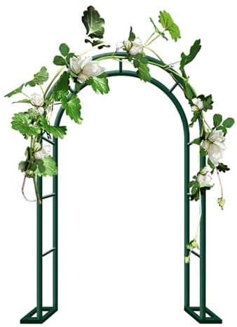 QYANPEN Gartenbogen aus Stahl, 80 cm bis 350 cm breit, Metall-Gartenspalier, Hochzeitsbogen für den Außenbereich, runde Pergola-Laube für Kletterpflanzen, Pergola-Bogen aus Metall (grün, L200 x B40