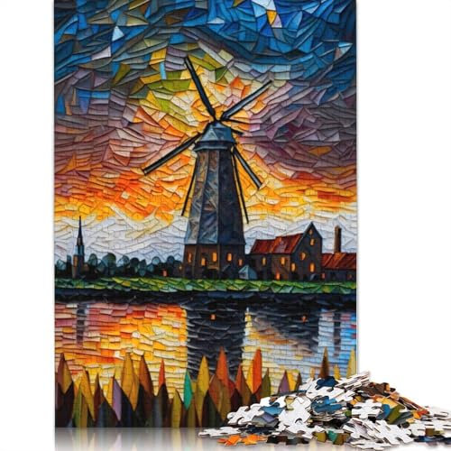 1000 Pieces Riverside Windmill Puzzle Jigsaw Adults Jigsaw Difficulty Jigsaw Educational Game Toy Family Decoration 1000pcs (75x50cm)