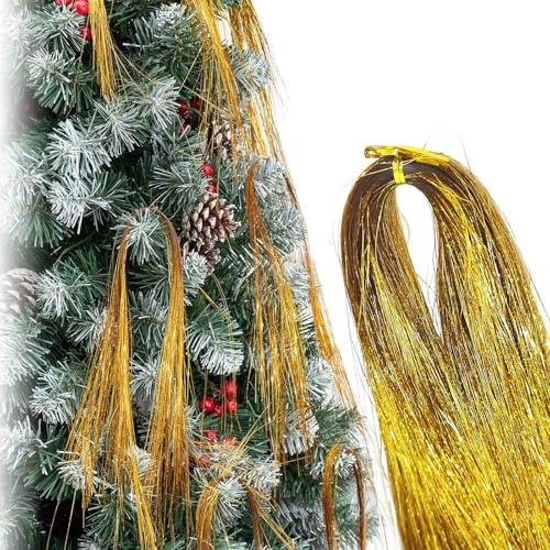 Lametta-Eiszapfen, schillernde Lametta-Fransengirlande für Weihnachtsbaumschmuck, Gold, 3000 Stück