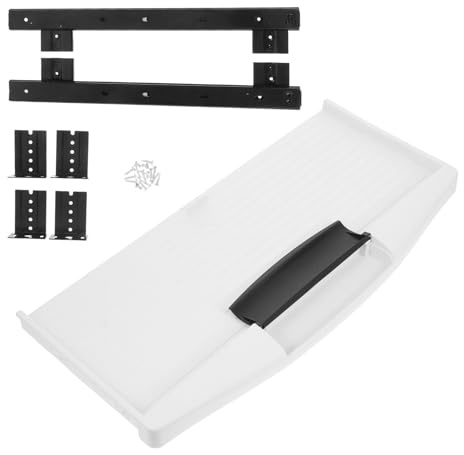 jojofuny Under Desk Keyboard Tray Slide-out Holder with Abs Plastic Ergonomic Height Storage Shelf for Office Computer Desk Easy Installation Wrist Strain Relief Modern Design