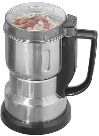 JIEBWCHA Broyeur À Épices Électrique À Poudre Fine Acier Inoxydable 300W 12,5x12,5x1 8cm Broyeur À Sec Avec Poignée Moulin À Café Électrique Petite Rectifieuse À Sec Pour Hachoir À Aliments