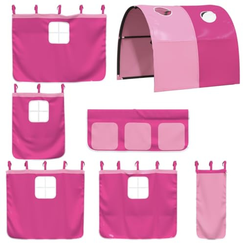 Tomostar Vorhang für Hochbett, Himmelsvorhang, für Etagenbett, Kinder, mit Tunnel, Rosa, Polyester