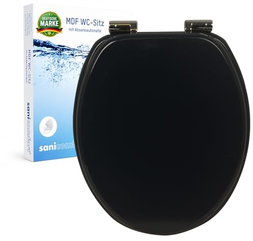 sanicomfort WC-Sitz FINE Blau – MDF Toilettensitz mit Absenkautomatik | Softclose WC Deckel universell passend | stabil, pflegeleicht & komfortabel