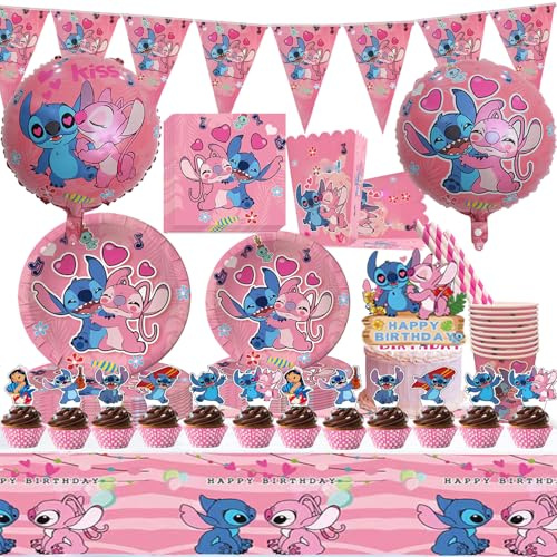 86 Pcs Anniversaire Vaisselle Kit, Décoration Danniversaire Ballon Vaisselle Couverts de fête,Décorations de Table D'anniversaire Assiettes Ballon