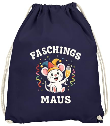 MoonWorks® Turnbeutel - Comic Karnevalsmaus - Accessoires Fasching Gadgets Spruch lustig Faschingsartikel Tasche Gymbag Navy unisize