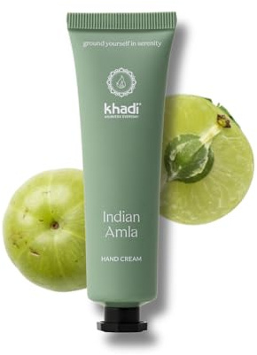 khadi Indian Amla Handcreme Reisegröße, schnell einziehend, 30 ml | Mit Amla, Sheabutter, Bienenwachs & Ayurveda-Extrakten; nicht fettend, schützt & pflegt, 100% zertifizierte Naturkosmetik
