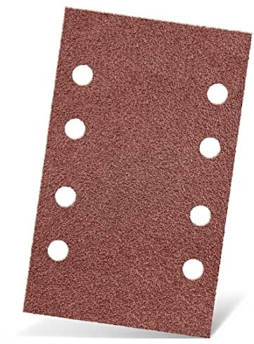 MENZER Red papeles de lija con cierre adhesivo, 133 x 80 mm, 8 agujeros, p. Lijadoras orbitales, Corindón normal (50 pz.) G100
