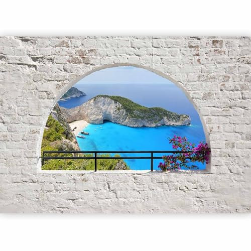 murando - Vlies Fototapete 250x175cm Foto Tapete Wohnzimmer Vliestapete XXL Motivtapeten Bildtapete 3d Effekt Wand Dekoration - Landschaft Natur Insel Strand Meer Fenster Steine c-A-0051-a-b