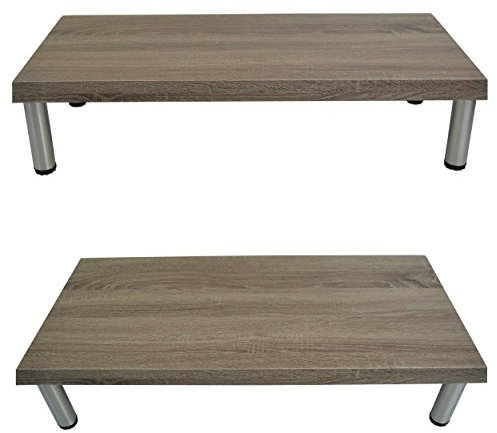 TV Embout en bois avec pieds en acier inoxydable 2 tailles + 3 décors au choix Rack LED Neuf 65 Trüffel Eiche