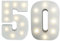 Buzz 50th Birthday, Golden Wedding Anniversary Light - Up Numbers Party Lights - White Wooden LED Light Up Number 50 - Free Standing or Wall Mounted Light Decoration - 15 cm