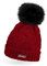 Neverless® gefütterte Damen Strickmütze mit Fell-Bommel und Fleece Futter, Winter-Mütze, Bommelmütze rot Unisize
