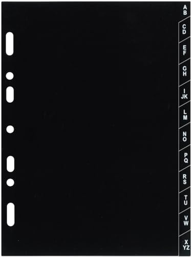 Exacompta 18223 Register-Trennseiten A-Z Kunststoff für Terminplaner Exatime 17 12 Blatt schwarz