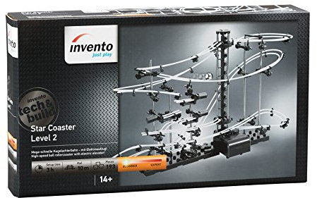 Invento just play - Star Coaster: Level 2, batteriebetriebene Kugel-Achterbahn mit Schienen und Stahlkugeln, Konstruktionsbausatz, Herausforderung und Spaß für Jugendliche und Erwachsene ab 14 Jahren