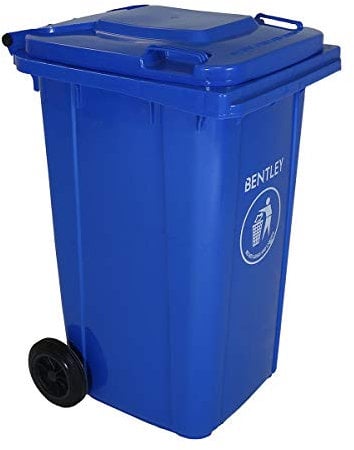 Charles Bentley Wheelie Bin, 240 Litre, Blue Wheelie Bin, Weatherproof, Durable, High Density Polyethylene, Two Wheels, Ultra Violet Resistant, Robust, Frost and Chemical Exposure (99x73x58.5cm)