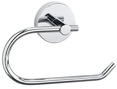 Croydex Flexi-Fix Romsey Chrome Toilet Roll Holder Durable Zinc Alloy Toilet Paper Holder, Easy Fit, High Strength Adhesive, All Fixings Included, No Drilling Required, Matching Accessories