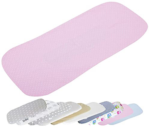 Baby Spannbettlaken für Matratze für Kinderwagen - Spannbetttuch für das Babywagens - 100% Baumwolle - 75-80 x 30-35cm - Made in EU - ÖkoTex - Rosa Und Weiß