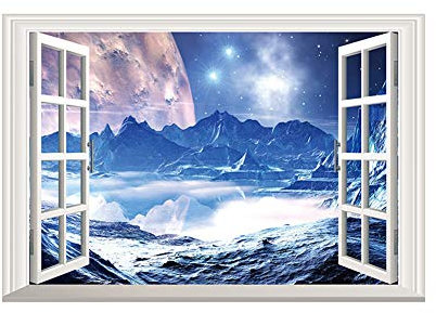 Lichi Faux Autocollant de Mur de décalque de Vue de fenêtre pour Le décor à la Maison de Chambre à Coucher de Salon