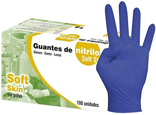 Guanti in nitrile senza polvere soft skin senza polvere senza lattice Taglia S scatola 100U.Indicato per uso sanitario Certificato di Qualità: ISO 9001