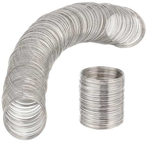 BENECREAT 300 Loops 22 Guage Stahlgedächtnisdraht, 0,02 Zoll (0,6 mm) dick, 2 Zoll (55 mm) starrer Stahl-Armband-Armband-Schmucksachen, die Draht für Wire Wrap DIY Schmuckherstellung bördeln