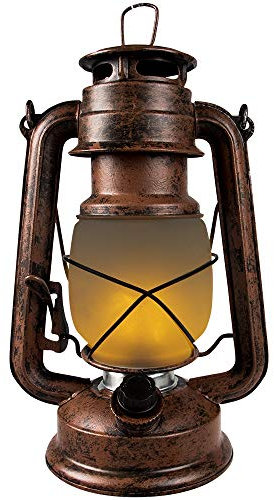 Proventa | LED-Sturmlaterne | Vintage Retro Look | Glasschirm | Schöner Flammeneffekt | 2.200 K warmweiss | Batteriebetrieben 3x Typ AA | Dekorativ in Haus und Garten